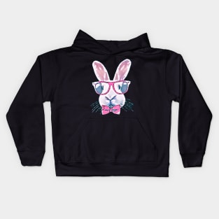 Rabbit bunny Red glasses Watercolor Kids Hoodie